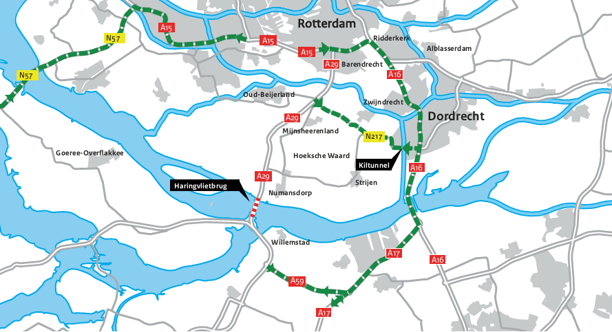 Werkzaamheden Haringvlietbrug 2-3 mei 2022