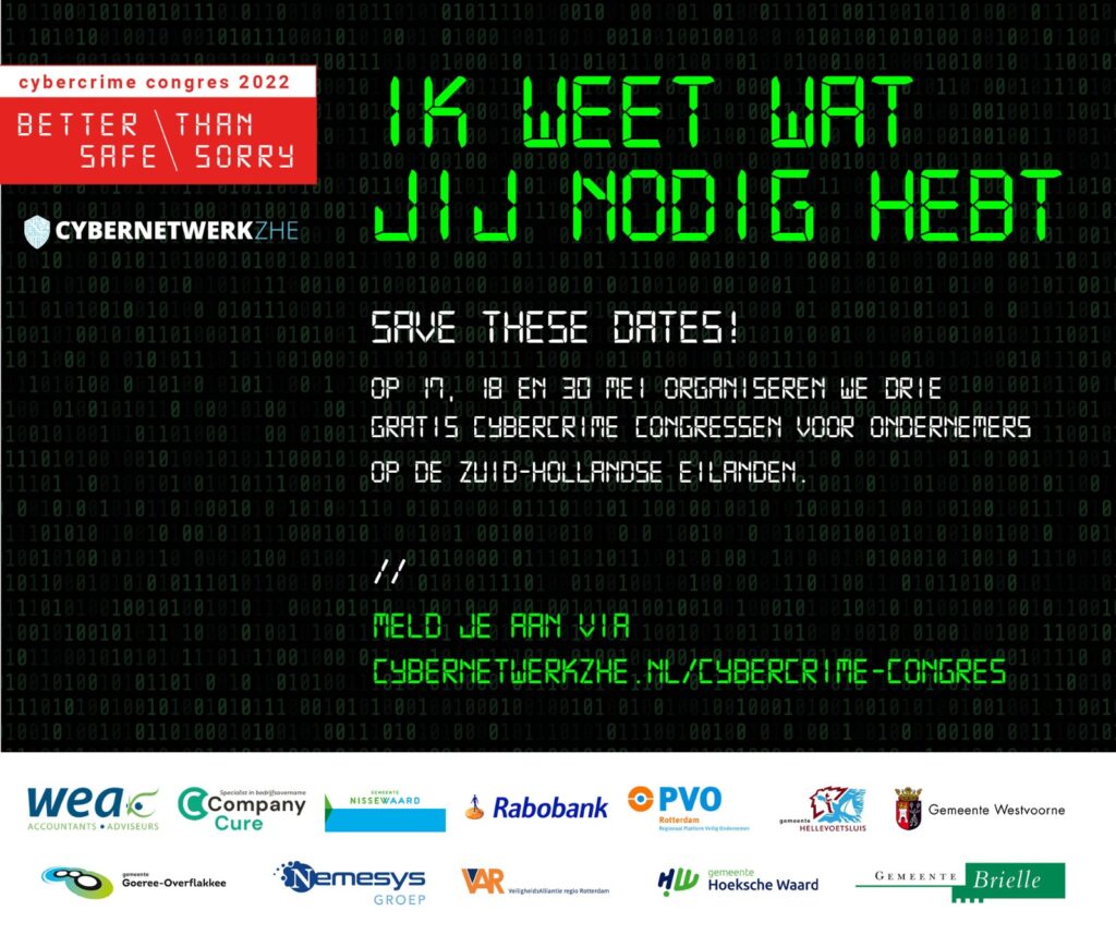 Nog slechts enkele plekken beschikbaar voor Cybercrimecongressen Zuid-Hollandse Eilanden